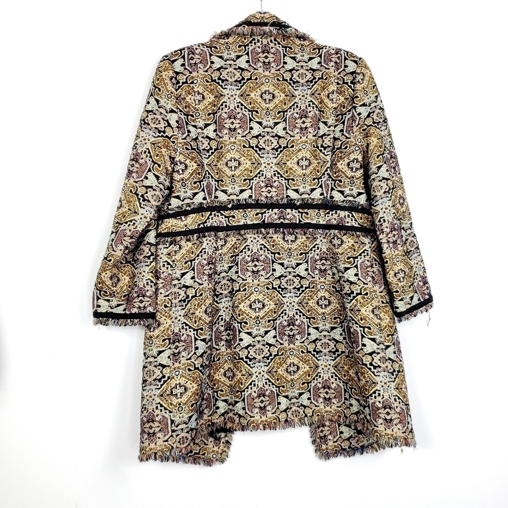 Chico's Fringe trim Jacquard Topper jacket size 1 =M/8 - Picture 5 of 12